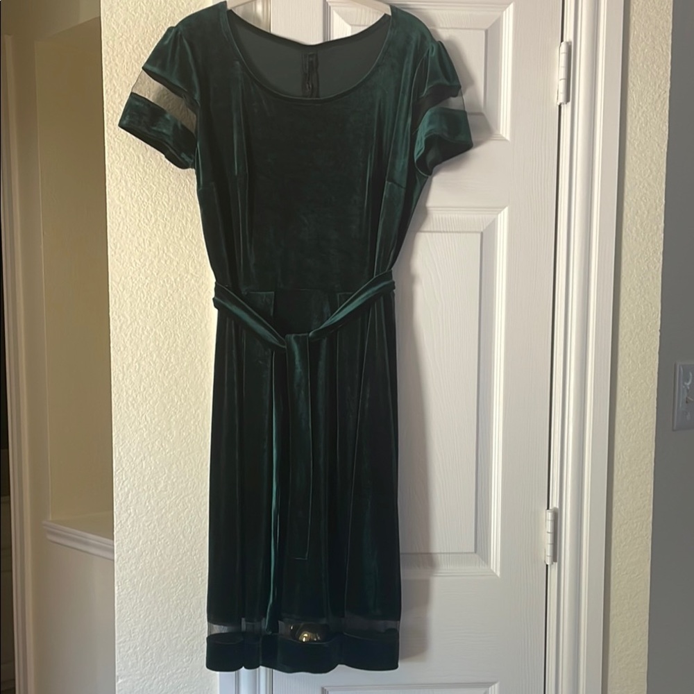 Elegant Green Velvet Dress